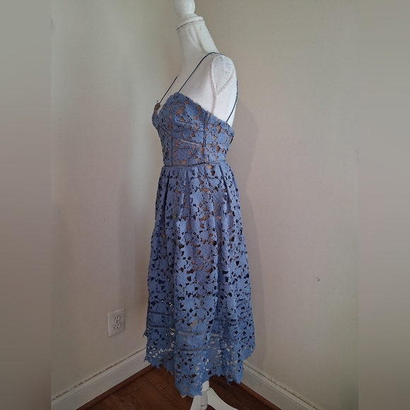 Self-Portrait Azalea Lace Dress in Baby Blue Size 0 - Picture 6 of 13